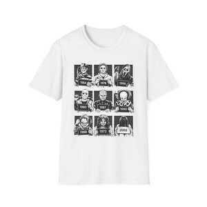 Horror Movie Icons Mugshot Shirt White